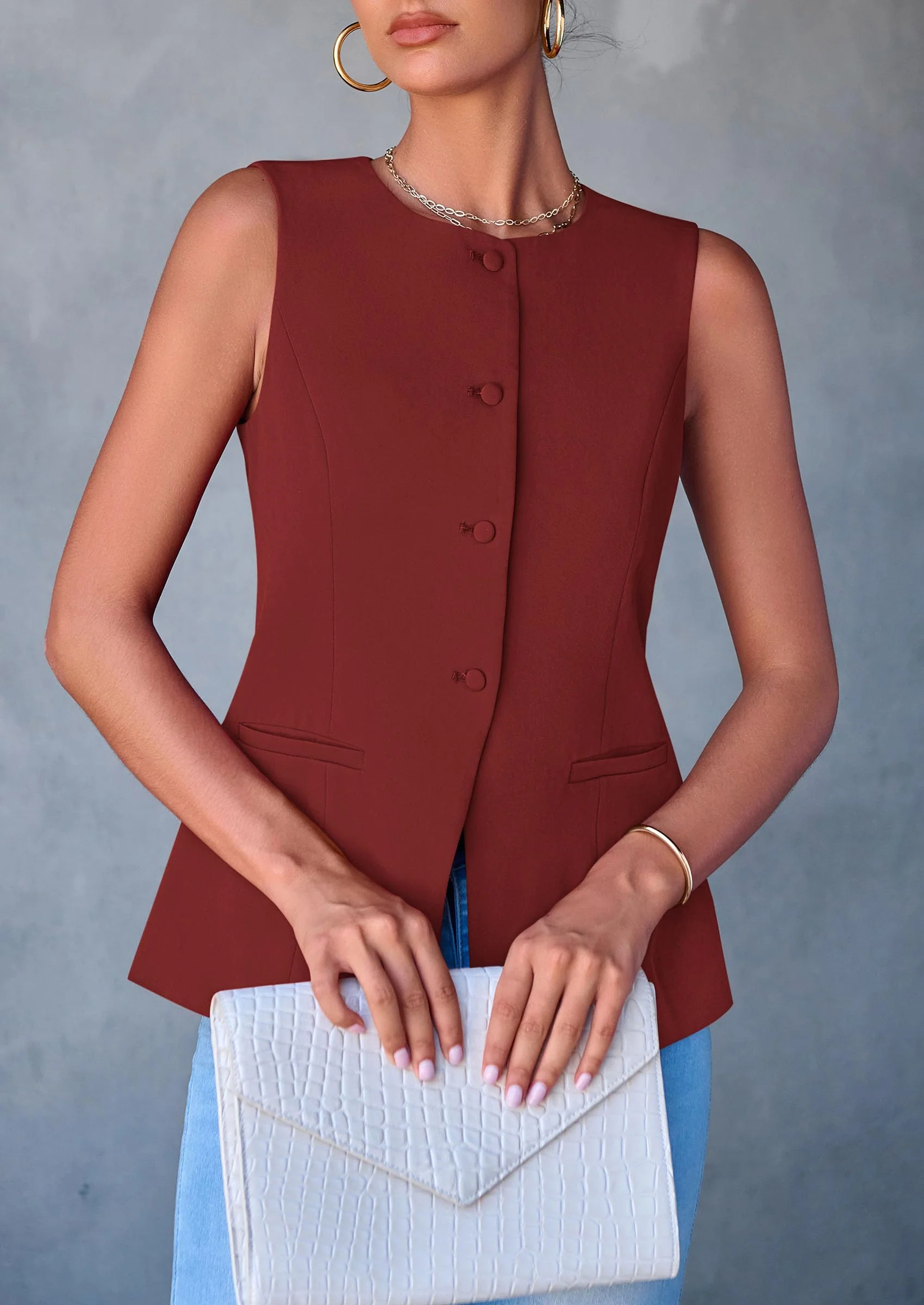 PRETTYGARDEN Women's Suit Vest Tops Summer Dressy Casual Business Button Sleeveless Trendy Fashion Blazer Waistcoat - Image 39