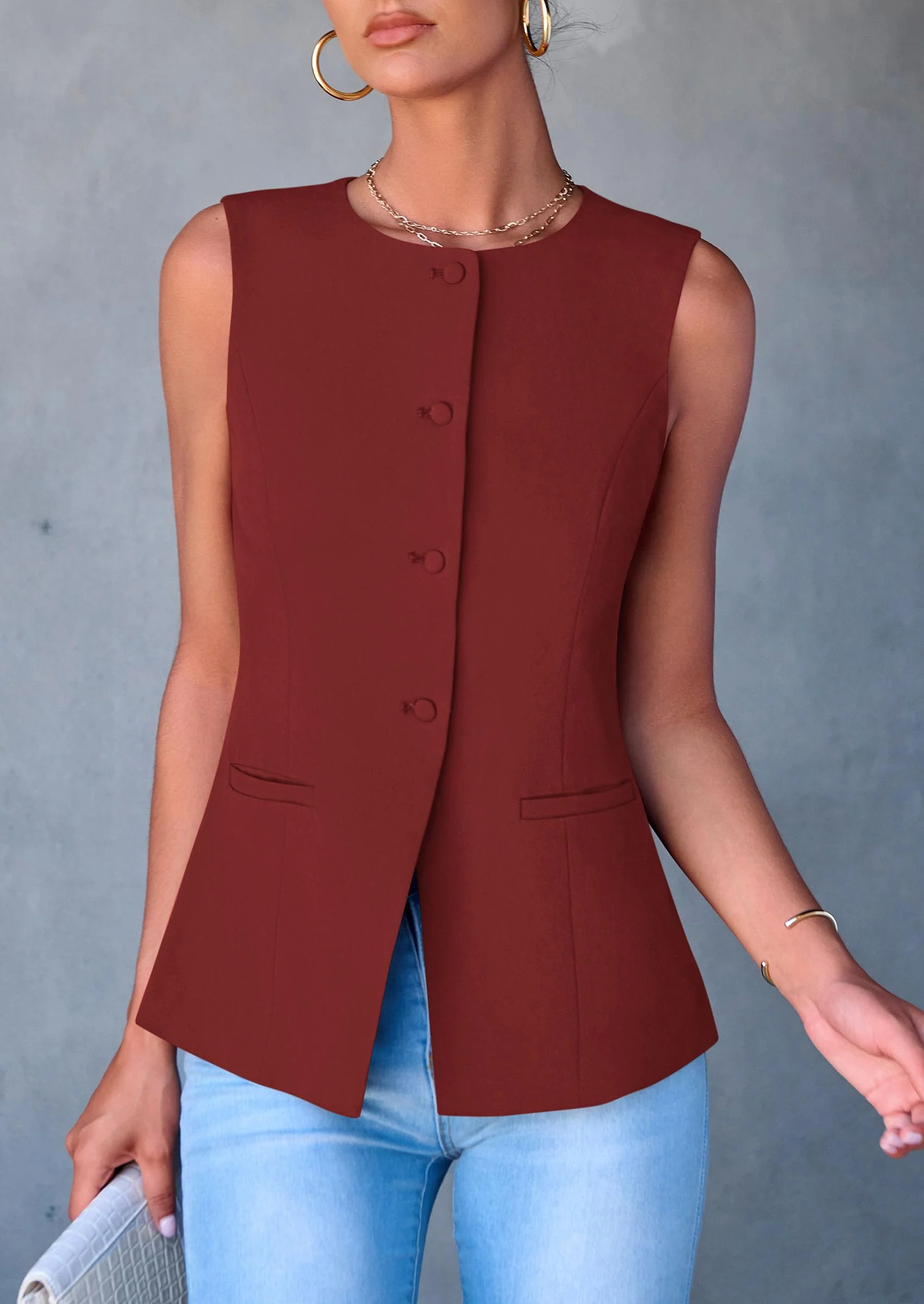 PRETTYGARDEN Women's Suit Vest Tops Summer Dressy Casual Business Button Sleeveless Trendy Fashion Blazer Waistcoat - Image 41