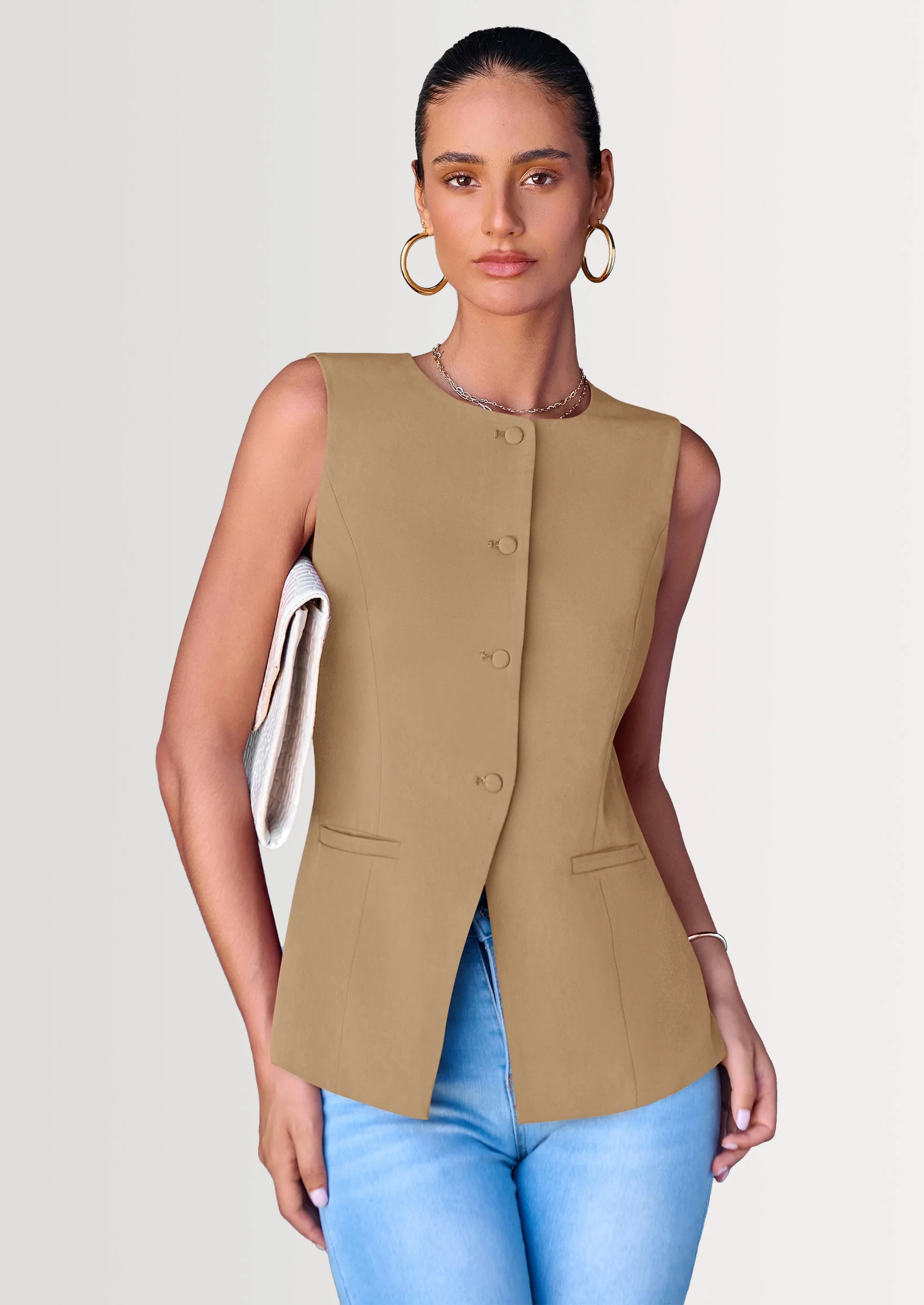 PRETTYGARDEN Women's Suit Vest Tops Summer Dressy Casual Business Button Sleeveless Trendy Fashion Blazer Waistcoat - Image 42