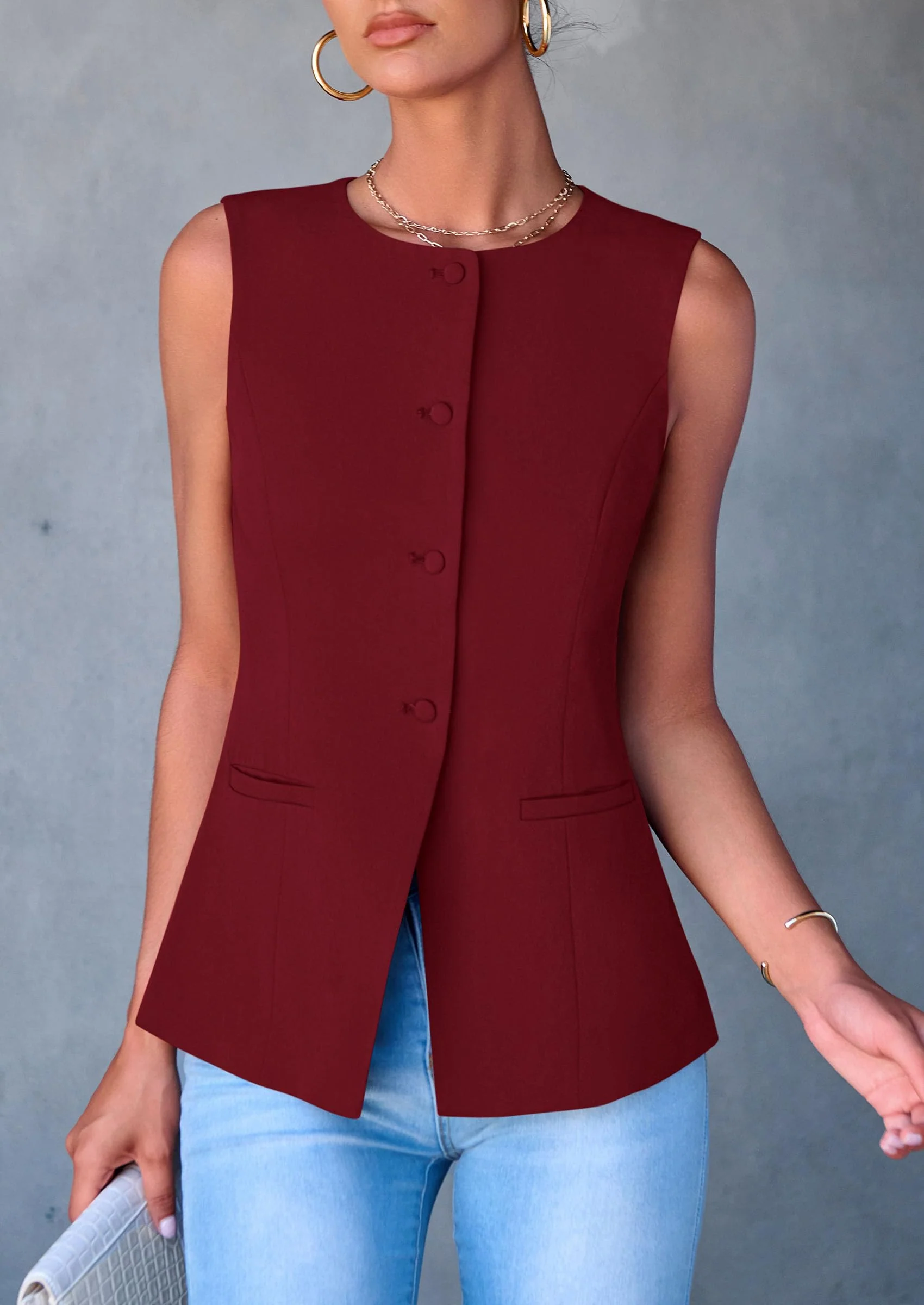 PRETTYGARDEN Women's Suit Vest Tops Summer Dressy Casual Business Button Sleeveless Trendy Fashion Blazer Waistcoat - Image 54