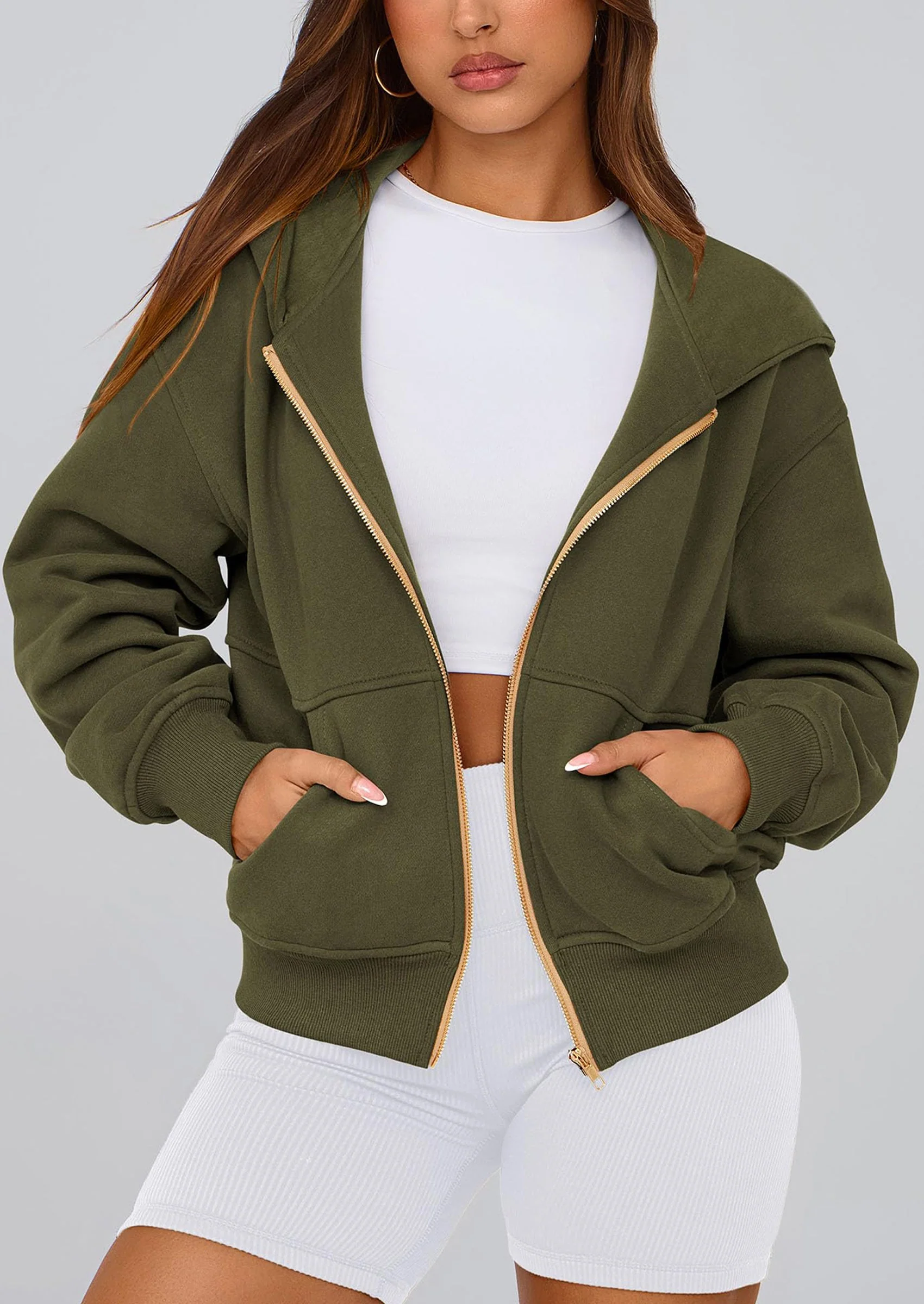 PRETTYGARDEN Hoodies For Women Sweatshirt Zip Up Hoodie Fall Fashion Trendy Long Sleeve Jackets Winter Clothing Outfits - Image 67
