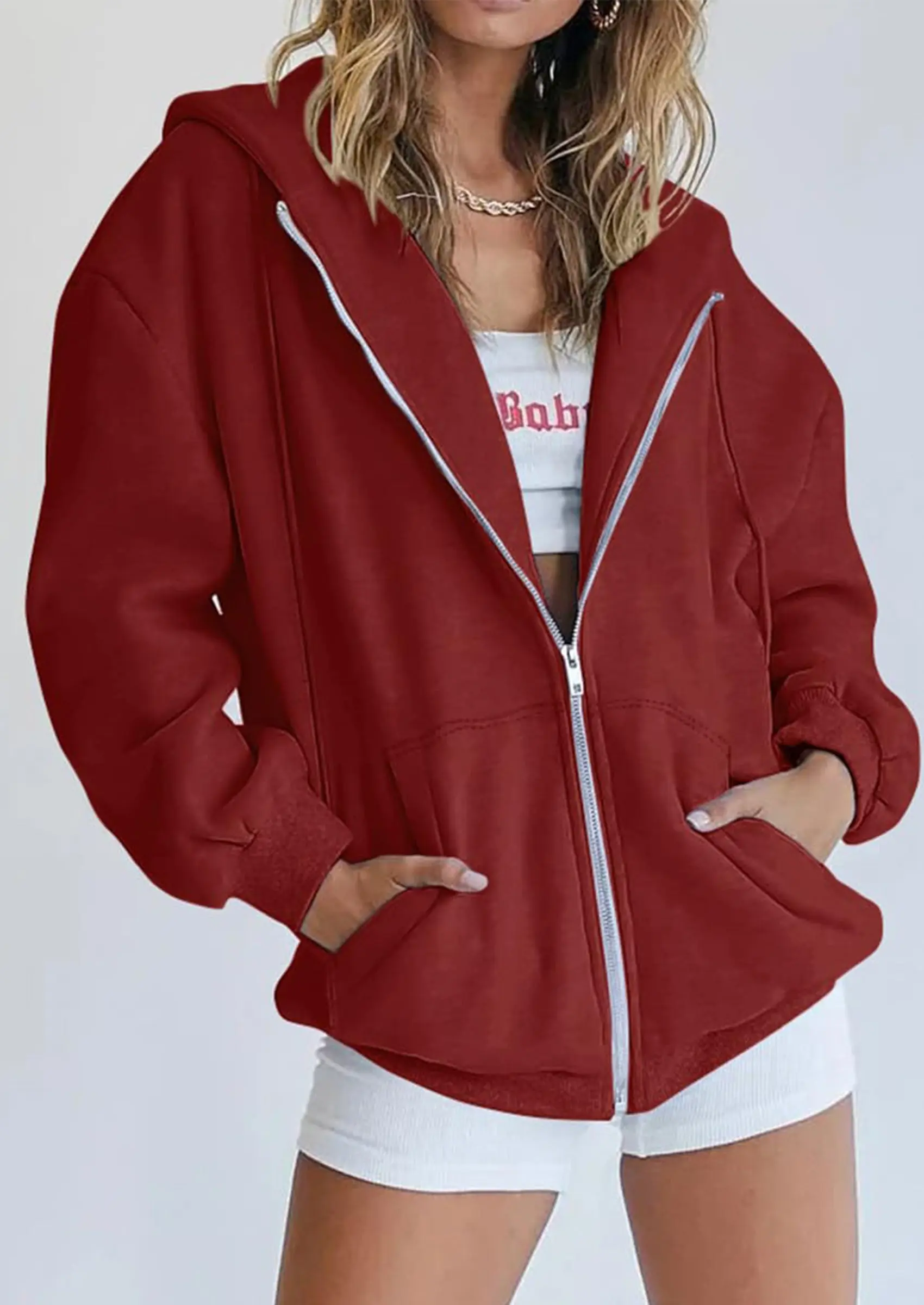 PRETTYGARDEN Women's Zip Up Y2K Hoodies Casual Long Sleeve Sweatshirts Fall Spring Track Jackets with Pockets - Image 3