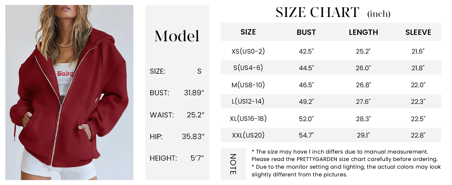 PRETTYGARDEN Women's Zip Up Y2K Hoodies Casual Long Sleeve Sweatshirts Fall Spring Track Jackets with Pockets - Image 7